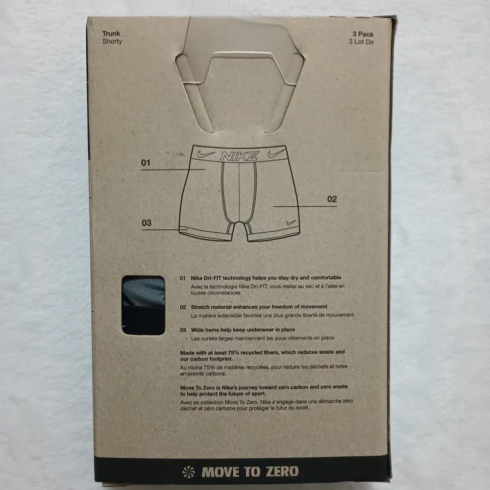 New Nike Dri Fit 3 Pack Boxer Briefs Short Trunk XL